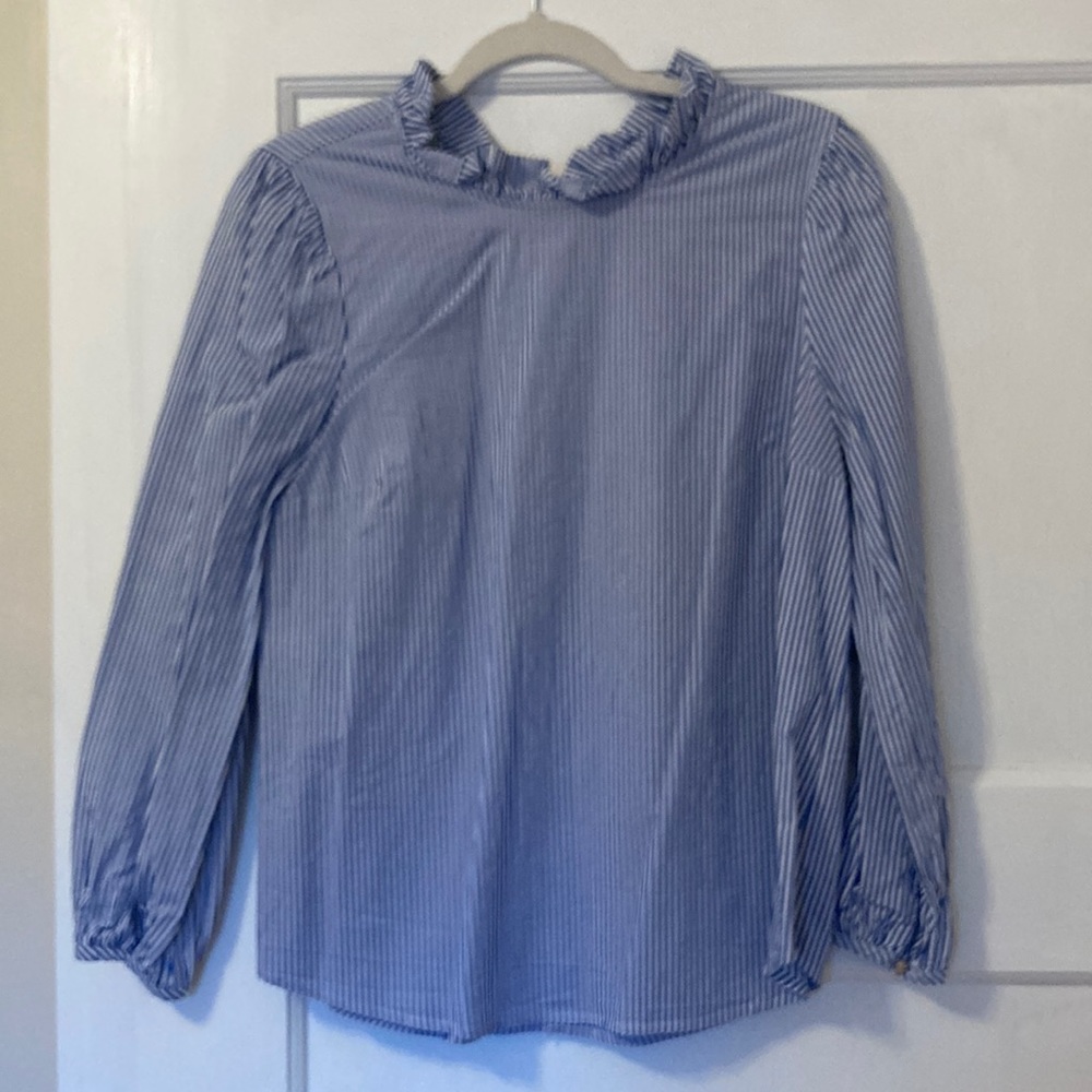 J Crew Oxford blue and white top